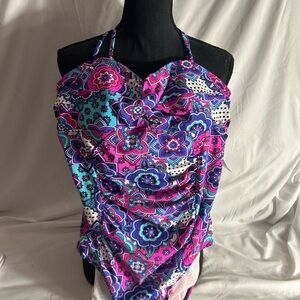 Women’s Love Your Assets LargeVibrant Floral Paisley one pieceSwimsuit